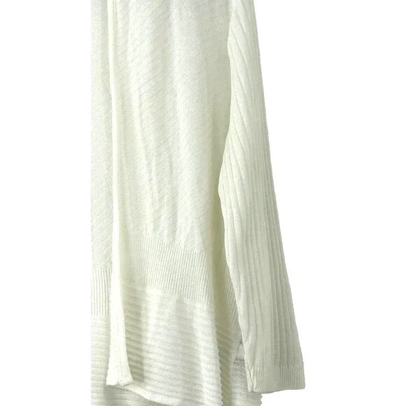 Apt 9 Women White Open Front Knit Cardigan Sweater Lightweight MP Petite 1423R4 - Picture 9 of 12